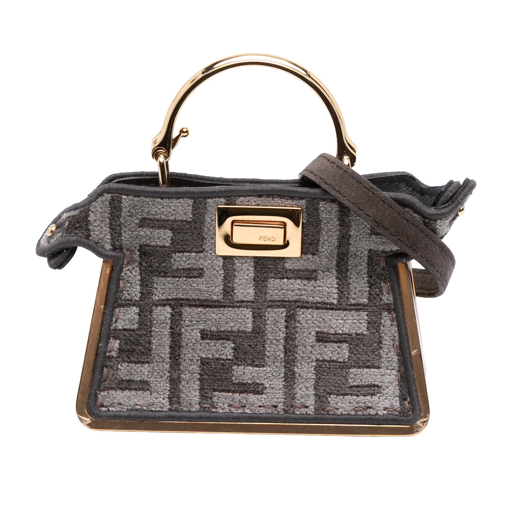 Fendi Nano Zucca Cashmere Peekaboo ISeeU Maxi Handle Bag