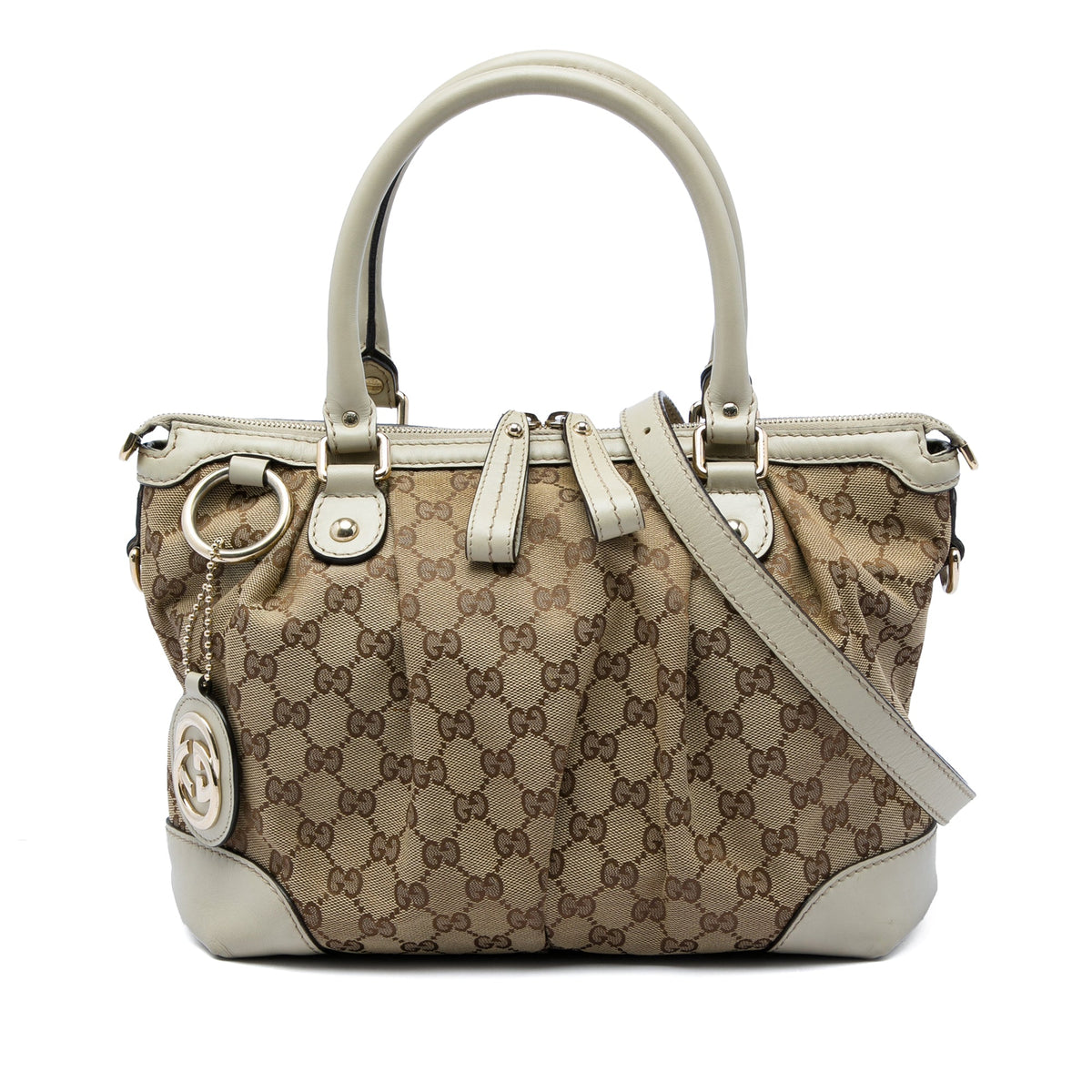Gucci GG Canvas Sukey Satchel — White