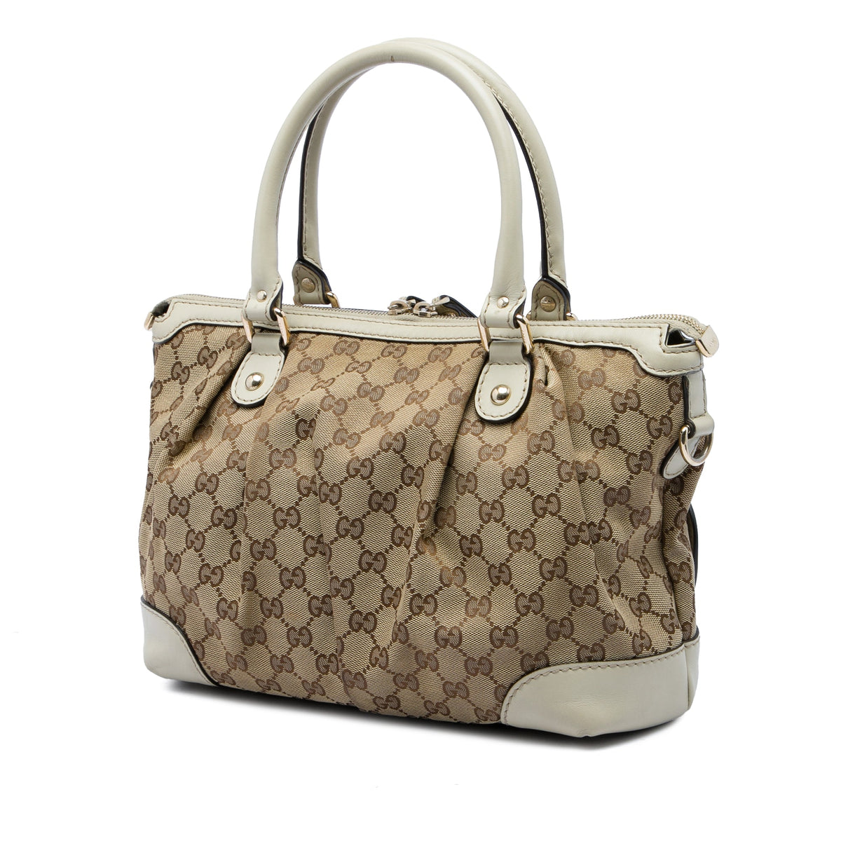 Gucci GG Canvas Sukey Satchel — White