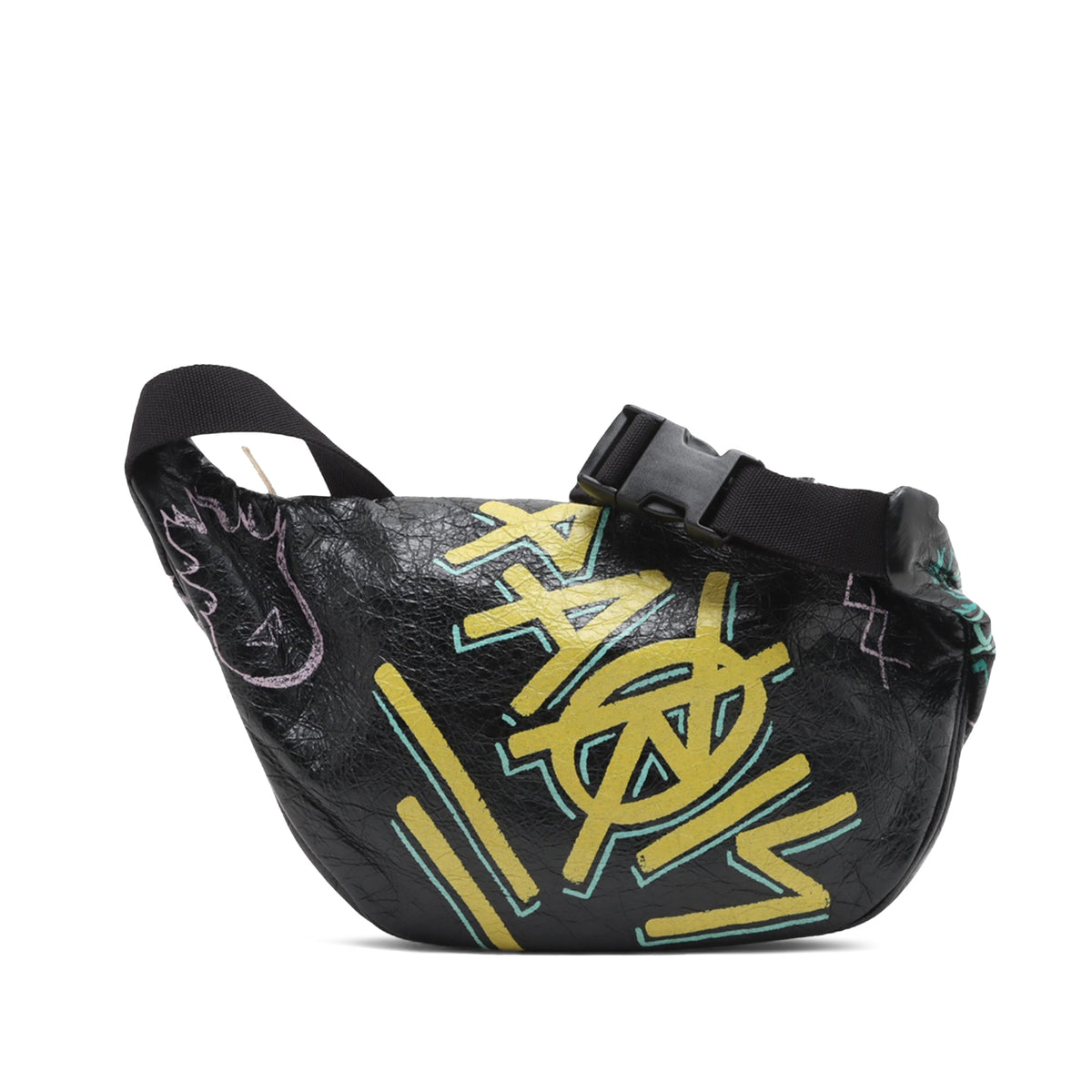 Balenciaga Medium Graffiti Explorer Belt Bag — Black