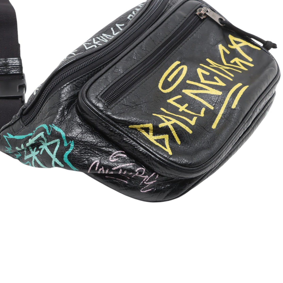 Balenciaga Medium Graffiti Explorer Belt Bag — Black