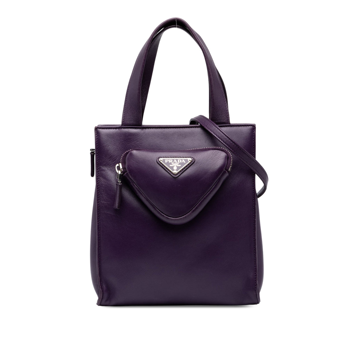 Prada Nappa Front Pocket Satchel — Purple