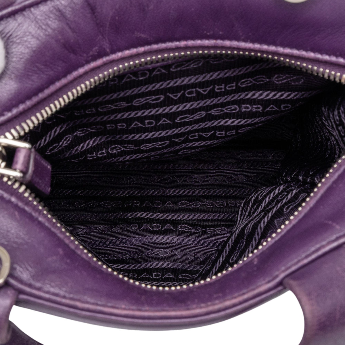 Prada Nappa Front Pocket Satchel — Purple