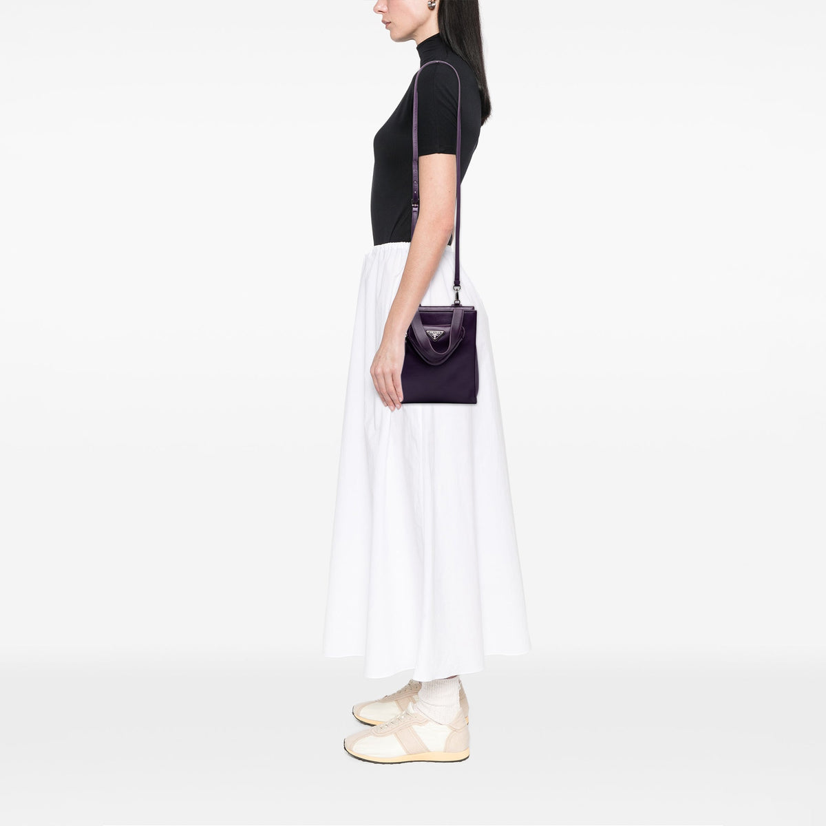 Prada Nappa Front Pocket Satchel — Purple