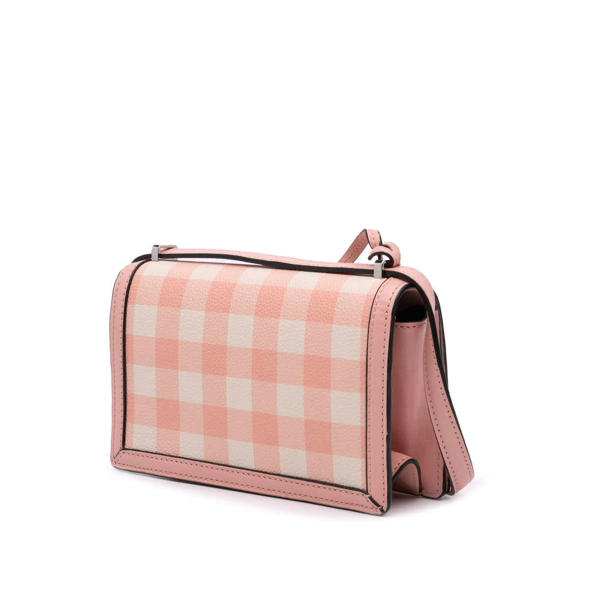 LOEWE Small Leather Gingham Barcelona Crossbody — Pink