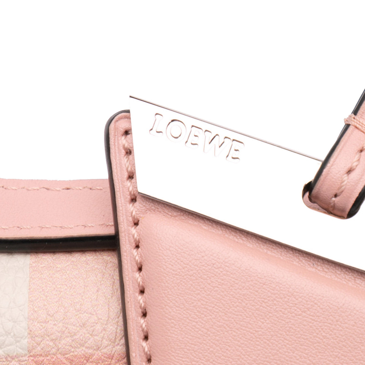 LOEWE Small Leather Gingham Barcelona Crossbody — Pink