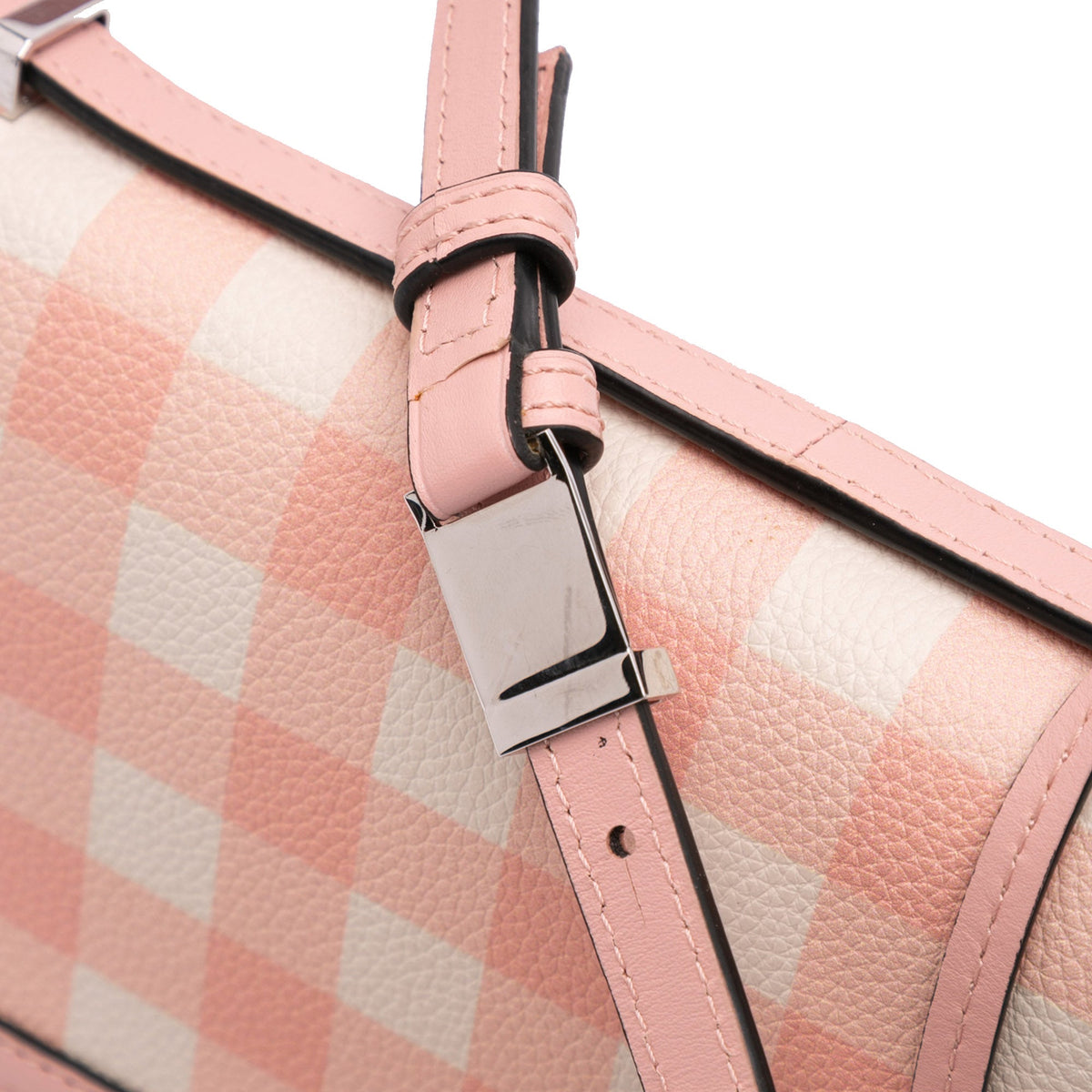 LOEWE Small Leather Gingham Barcelona Crossbody — Pink