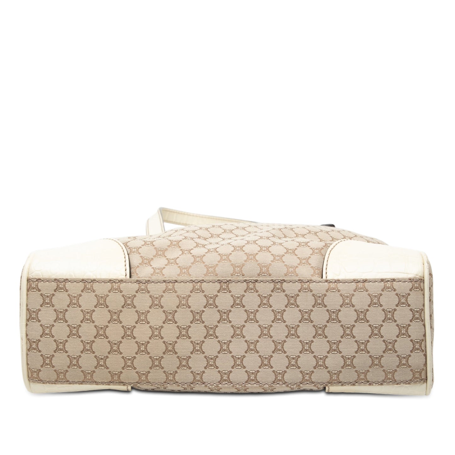 Celine Croc Embossed Leather Trimmed Macadam Canvas Tote
