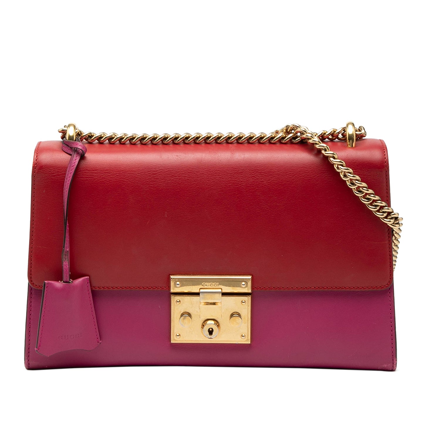 Medium Bicolor Leather Padlock Shoulder Bag