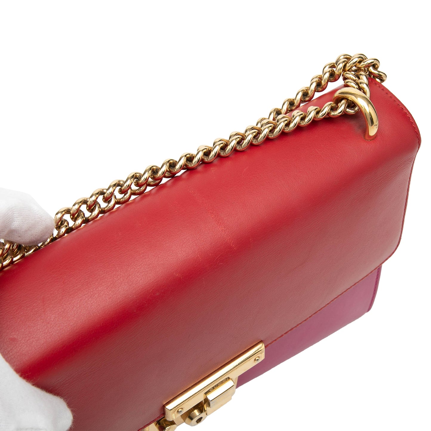 Medium Bicolor Leather Padlock Shoulder Bag