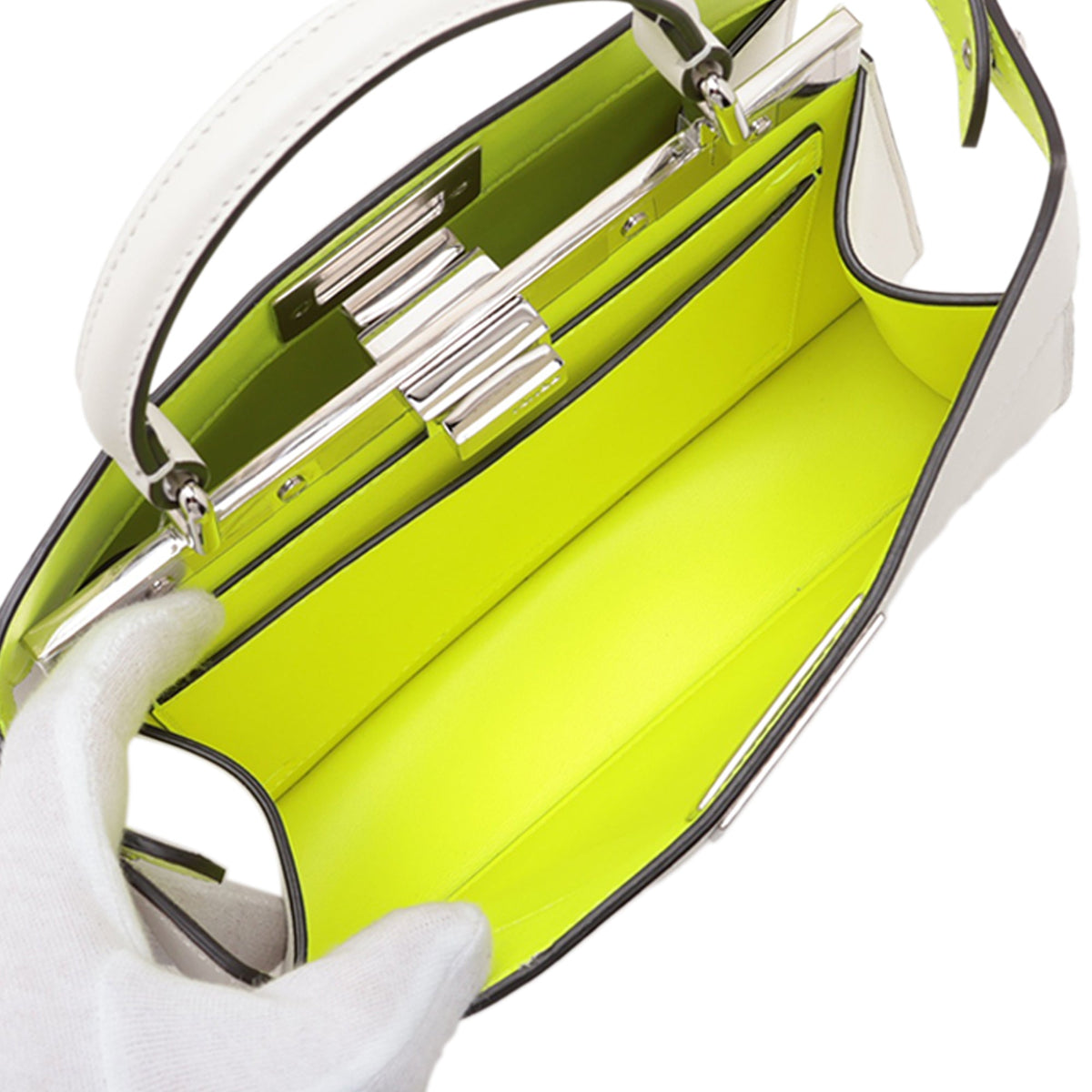 Fendi Small Leather Peekaboo ISeeU Satchel — White
