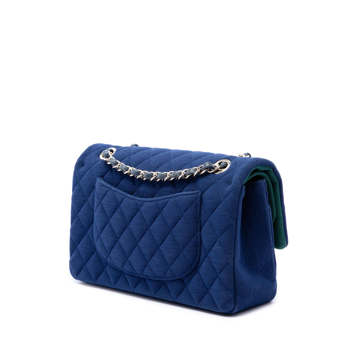 Chanel Medium Classic Jersey Double Flap — Blue
