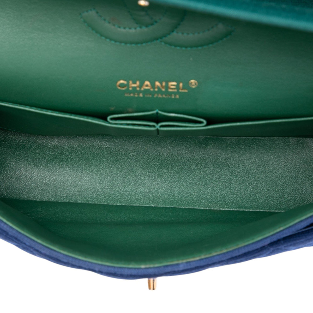 Chanel Medium Classic Jersey Double Flap — Blue