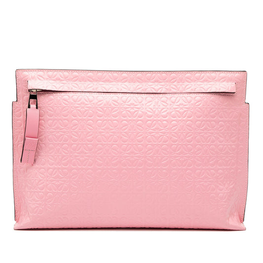 LOEWE Embossed Leather Anagram Repeat T Clutch