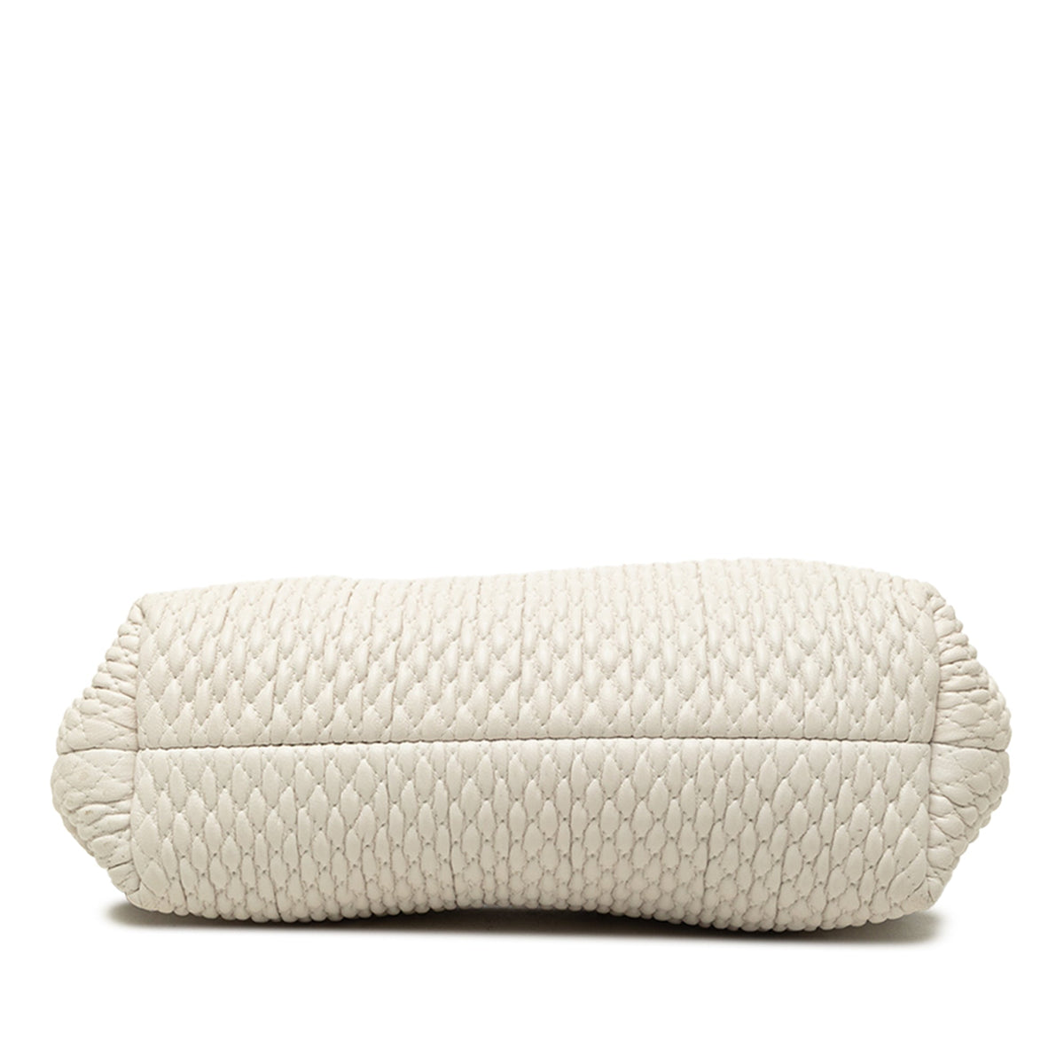 Bottega Veneta Small Lambskin Knit The Point Triangle Satchel — White