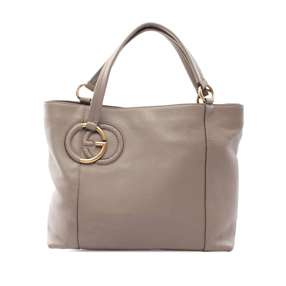 Gucci Medium Pebbled Calfskin Twill Tote — Beige