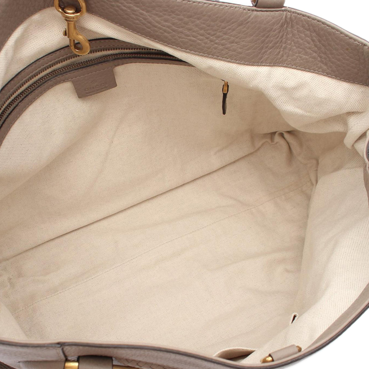 Gucci Medium Pebbled Calfskin Twill Tote — Beige