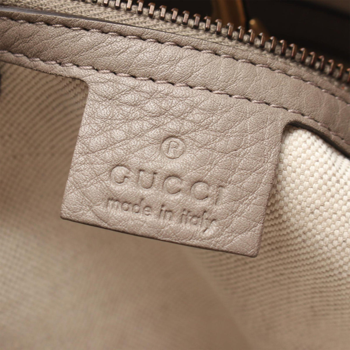 Gucci Medium Pebbled Calfskin Twill Tote — Beige