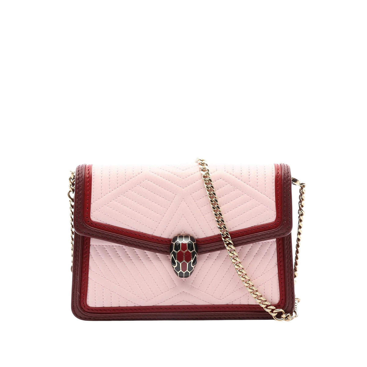 Bvlgari Mini Quilted Calfskin Diamond Blast Serpenti Forever Crossbody — Pink