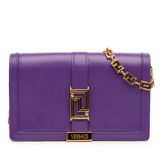 Versace Leather Greca Goddess Wallet on Chain