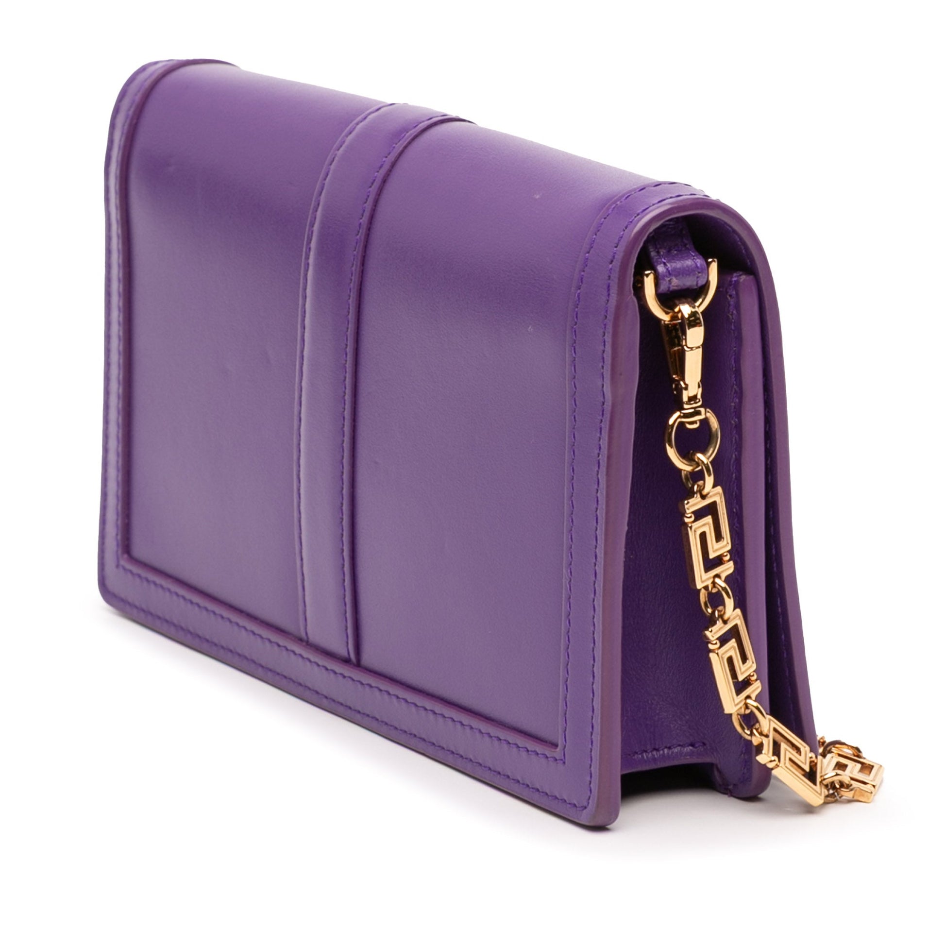 Versace Leather Greca Goddess Wallet on Chain