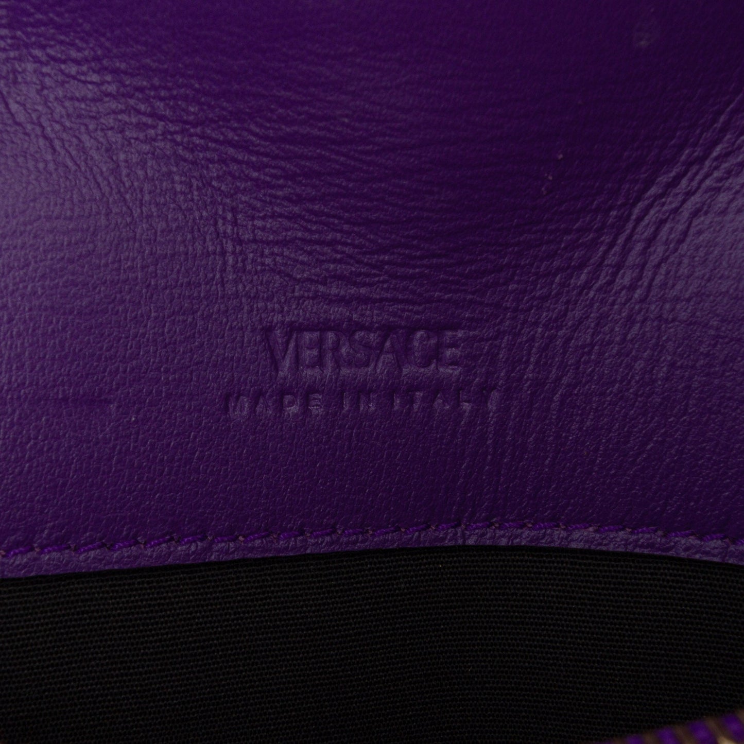 Versace Leather Greca Goddess Wallet on Chain