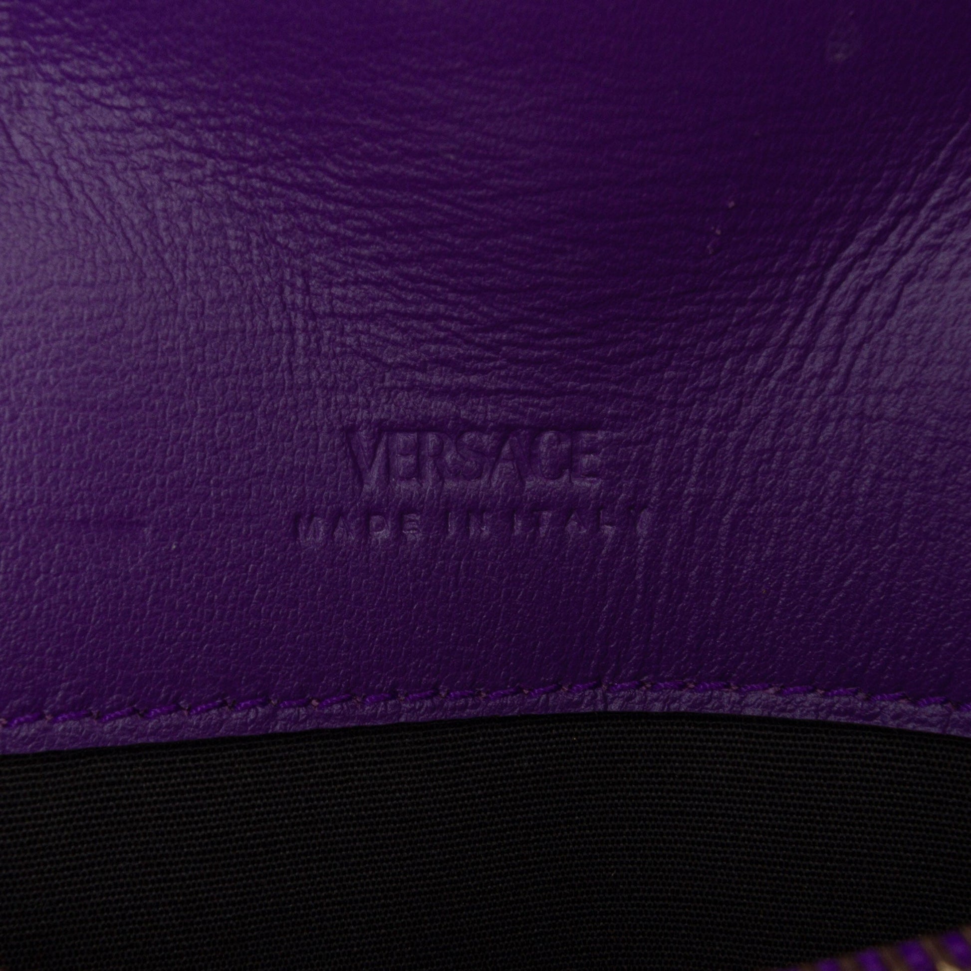 Versace Leather Greca Goddess Wallet on Chain