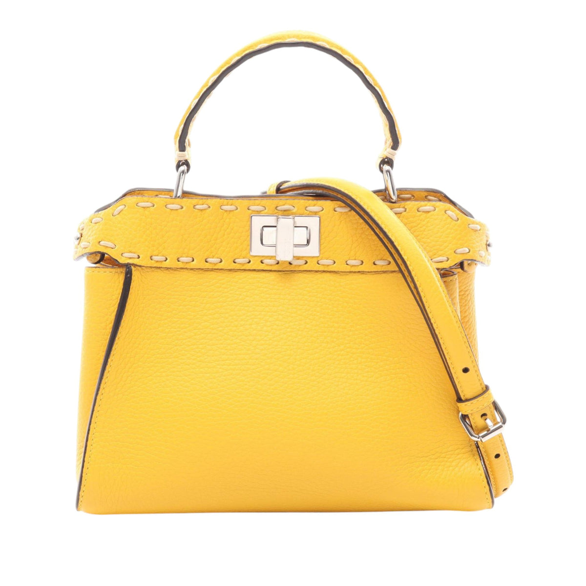 Fendi Mini Leather Selleria Peekaboo Iconic — Yellow