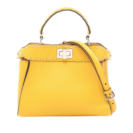 Fendi Mini Leather Selleria Peekaboo Iconic — Yellow