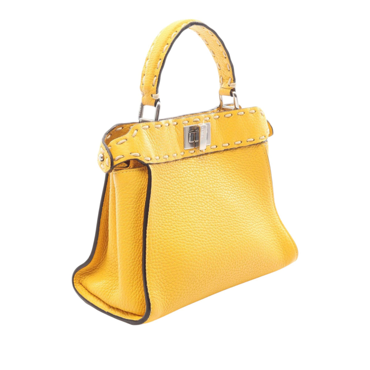 Fendi Mini Leather Selleria Peekaboo Iconic — Yellow