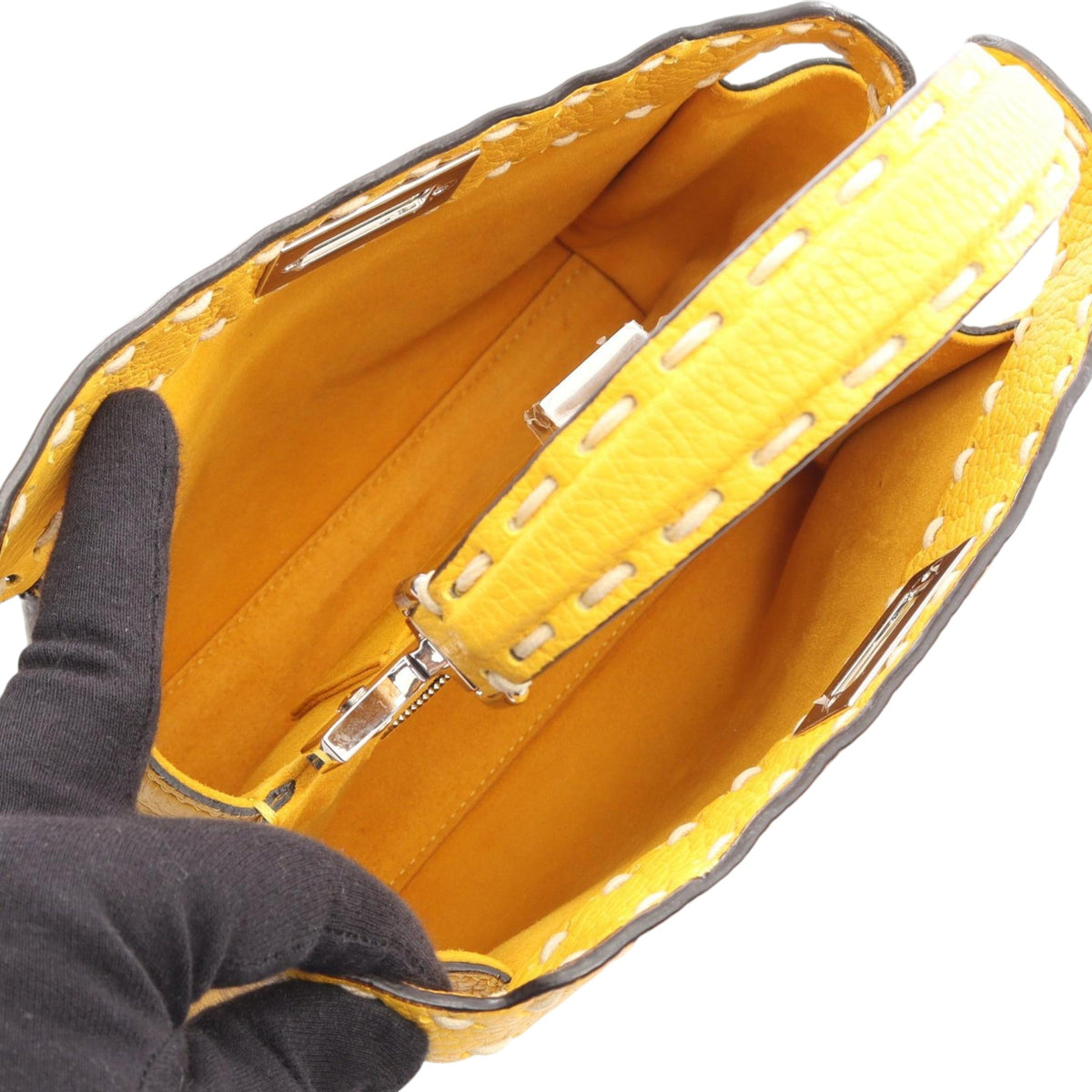 Fendi Mini Leather Selleria Peekaboo Iconic — Yellow