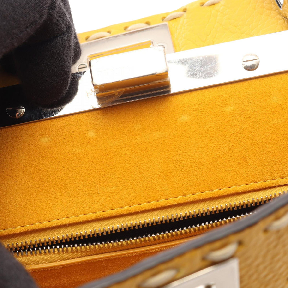 Fendi Mini Leather Selleria Peekaboo Iconic — Yellow