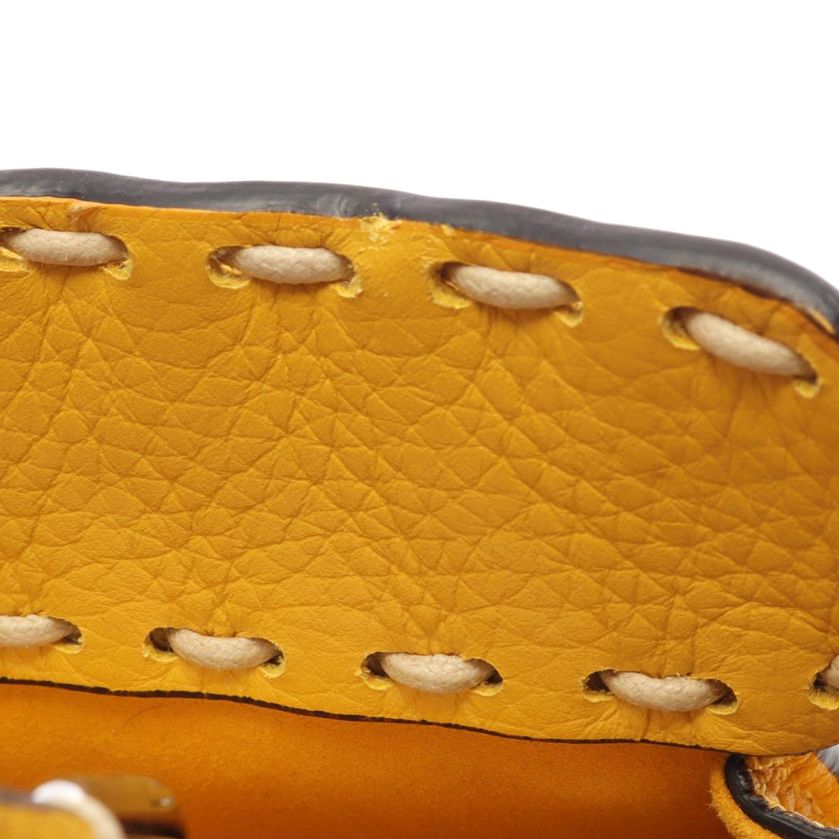 Fendi Mini Leather Selleria Peekaboo Iconic — Yellow