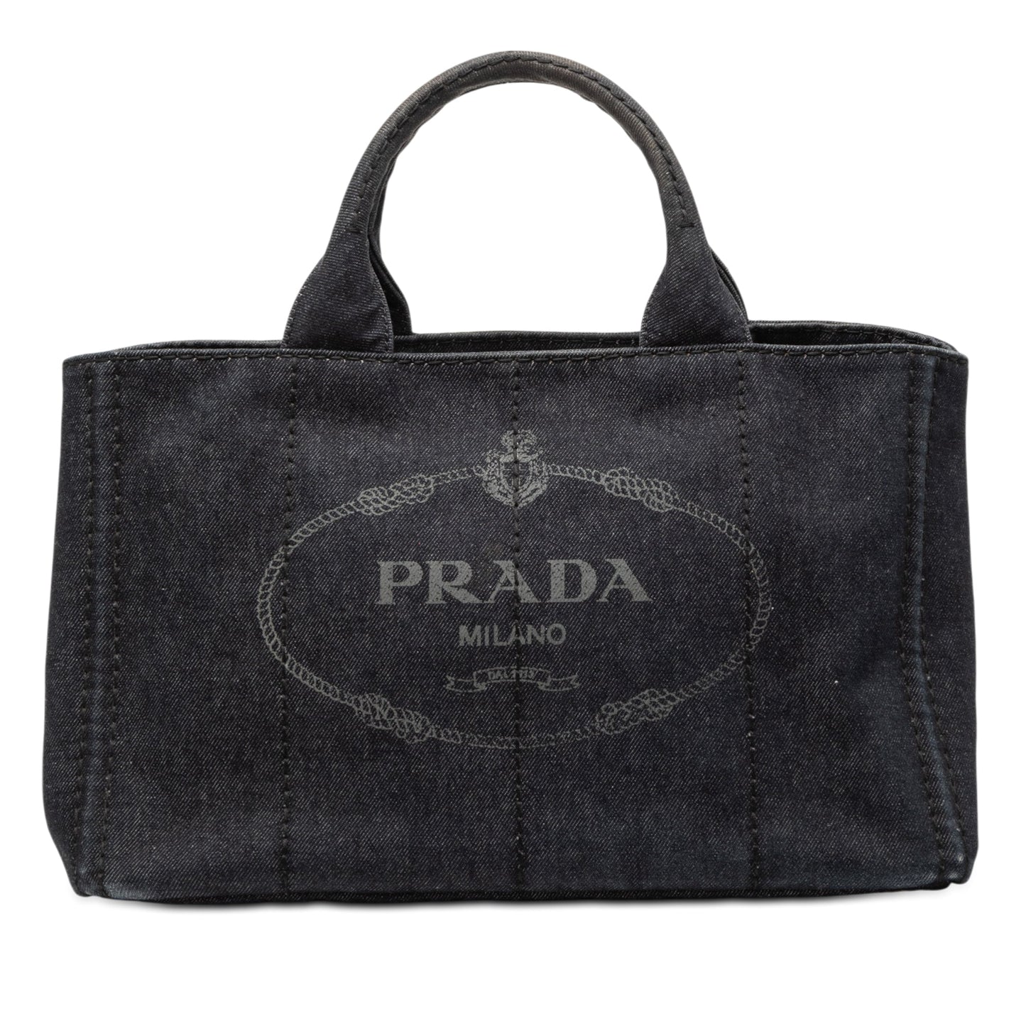 Prada Denim Canapa Logo Satchel