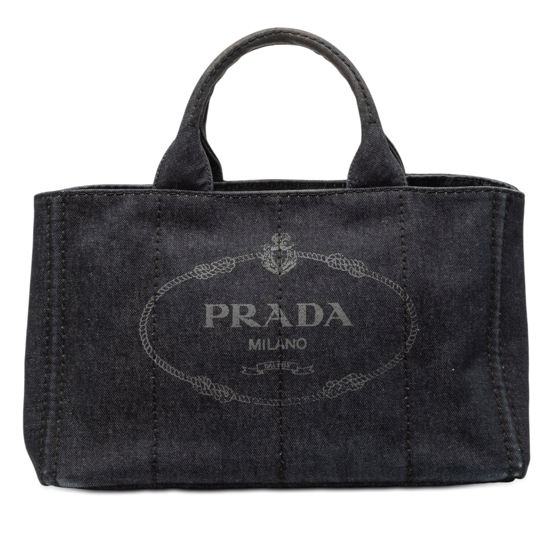 Prada Denim Canapa Logo Satchel