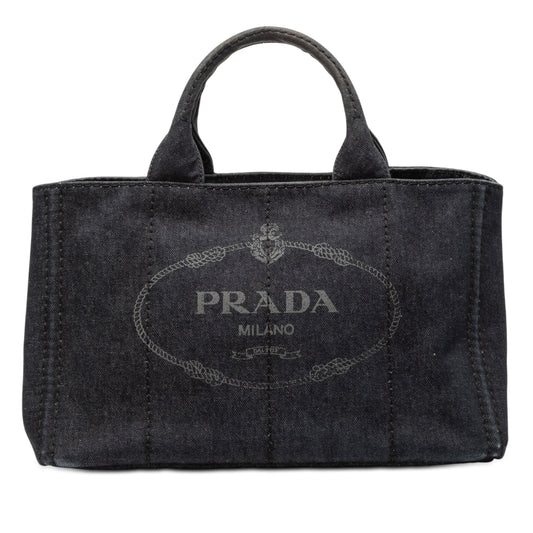 Prada Denim Canapa Logo Satchel