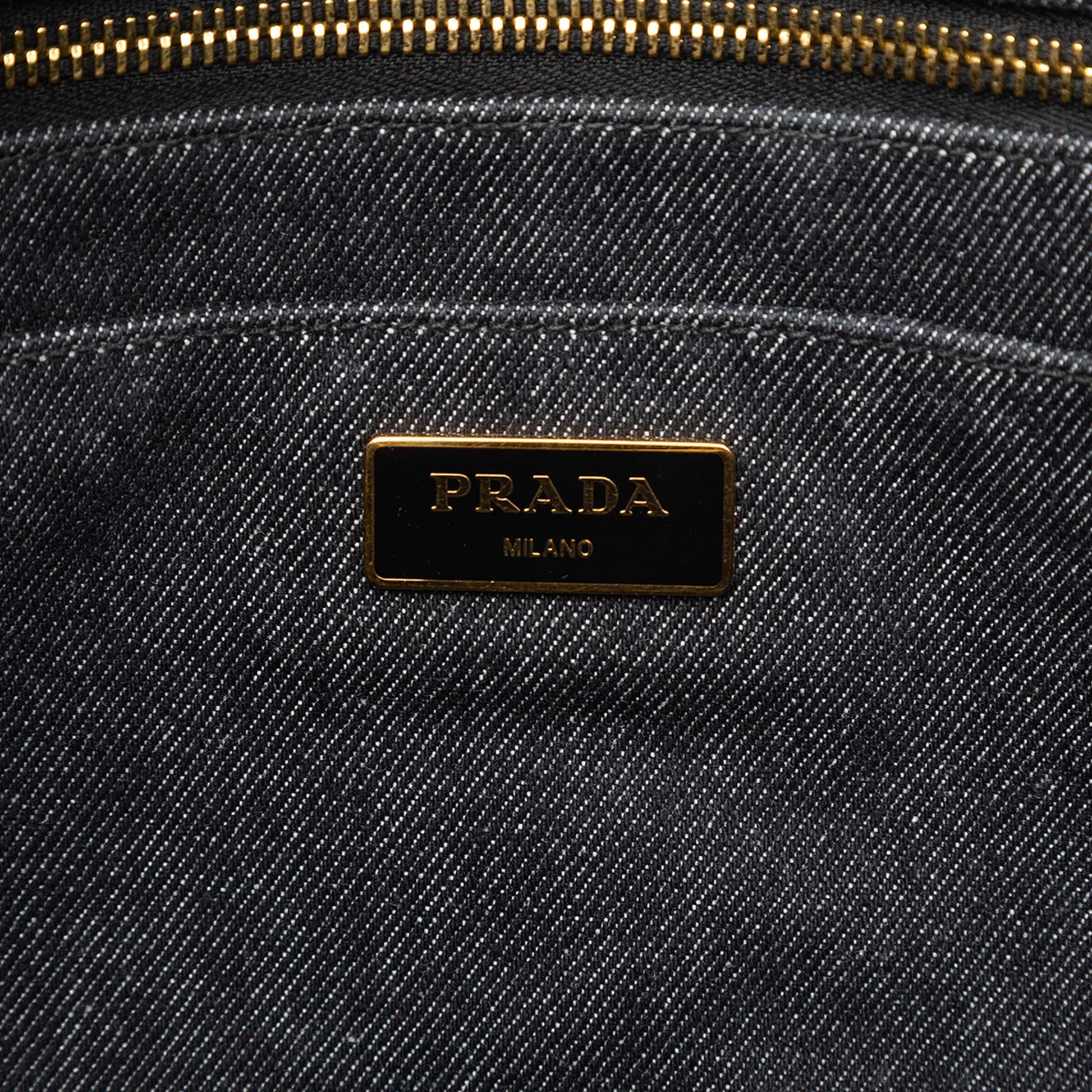 Prada Denim Canapa Logo Tote