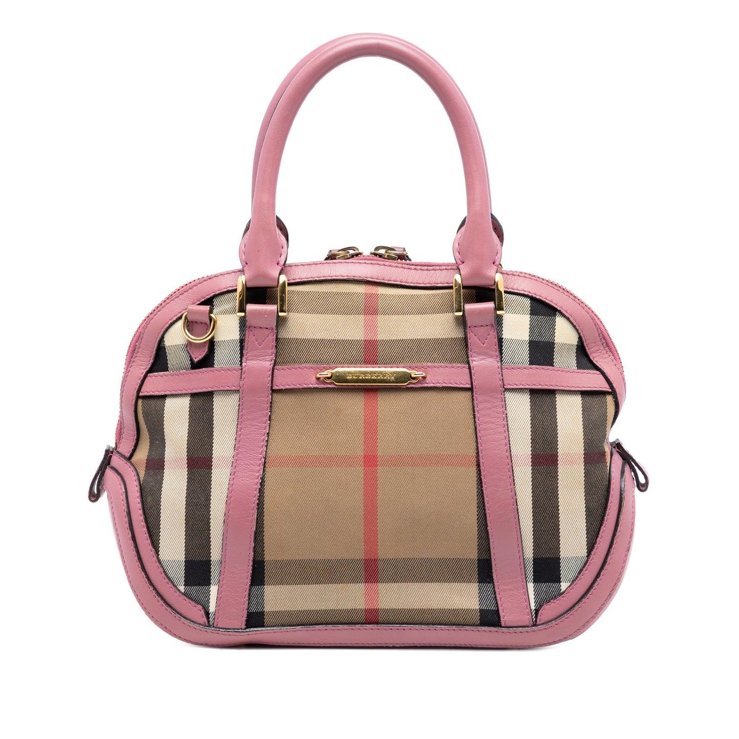 Small Leather Trimmed House Check Canvas Bridle Orchard Satchel