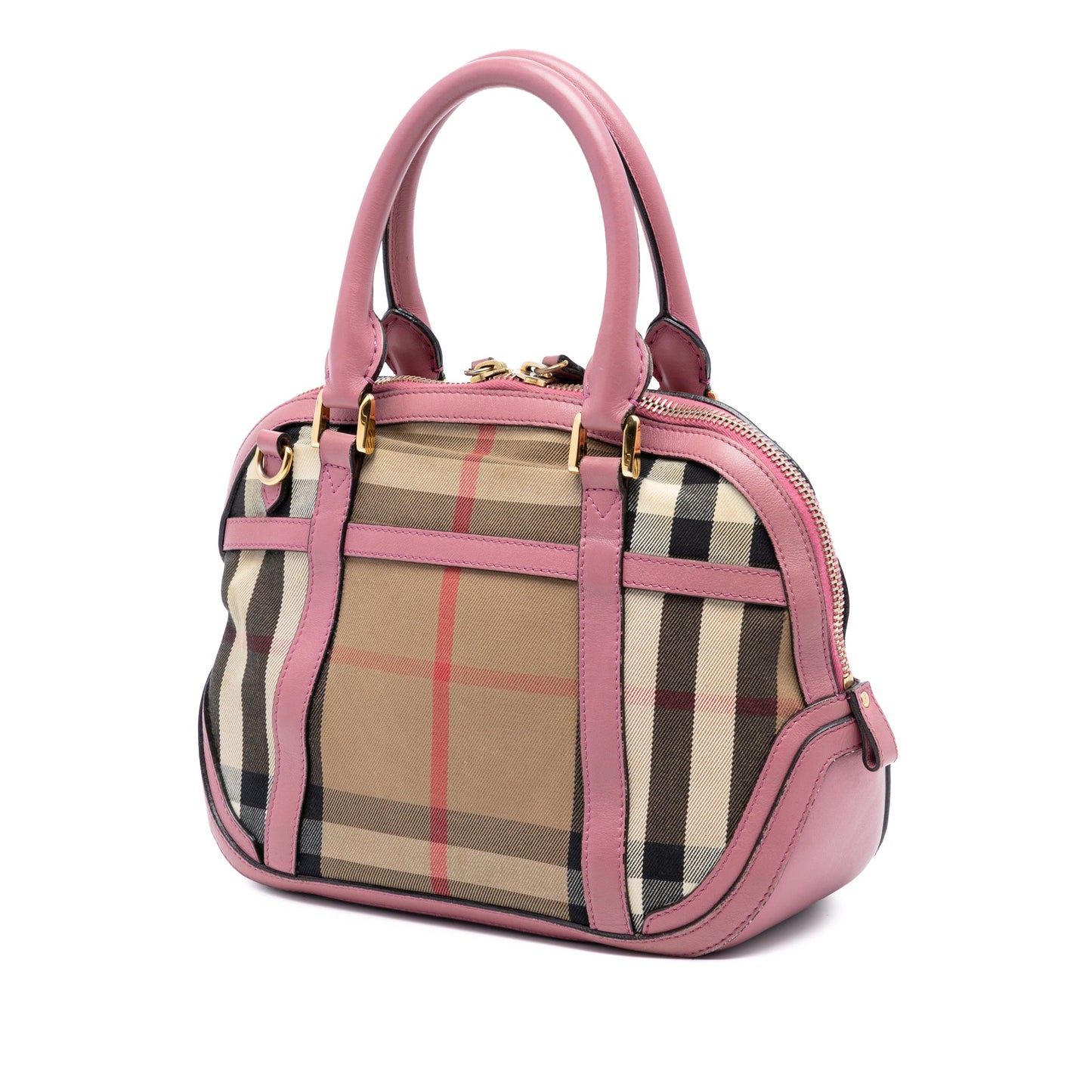Small Leather Trimmed House Check Canvas Bridle Orchard Satchel