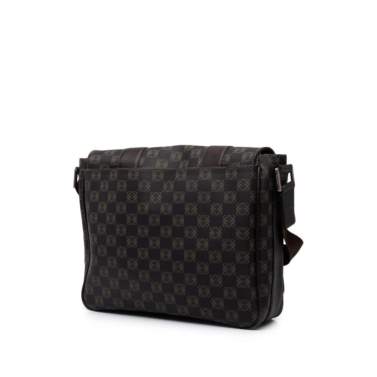 LOEWE Anagram Coated Canvas Flap Messenger Bag — Brown