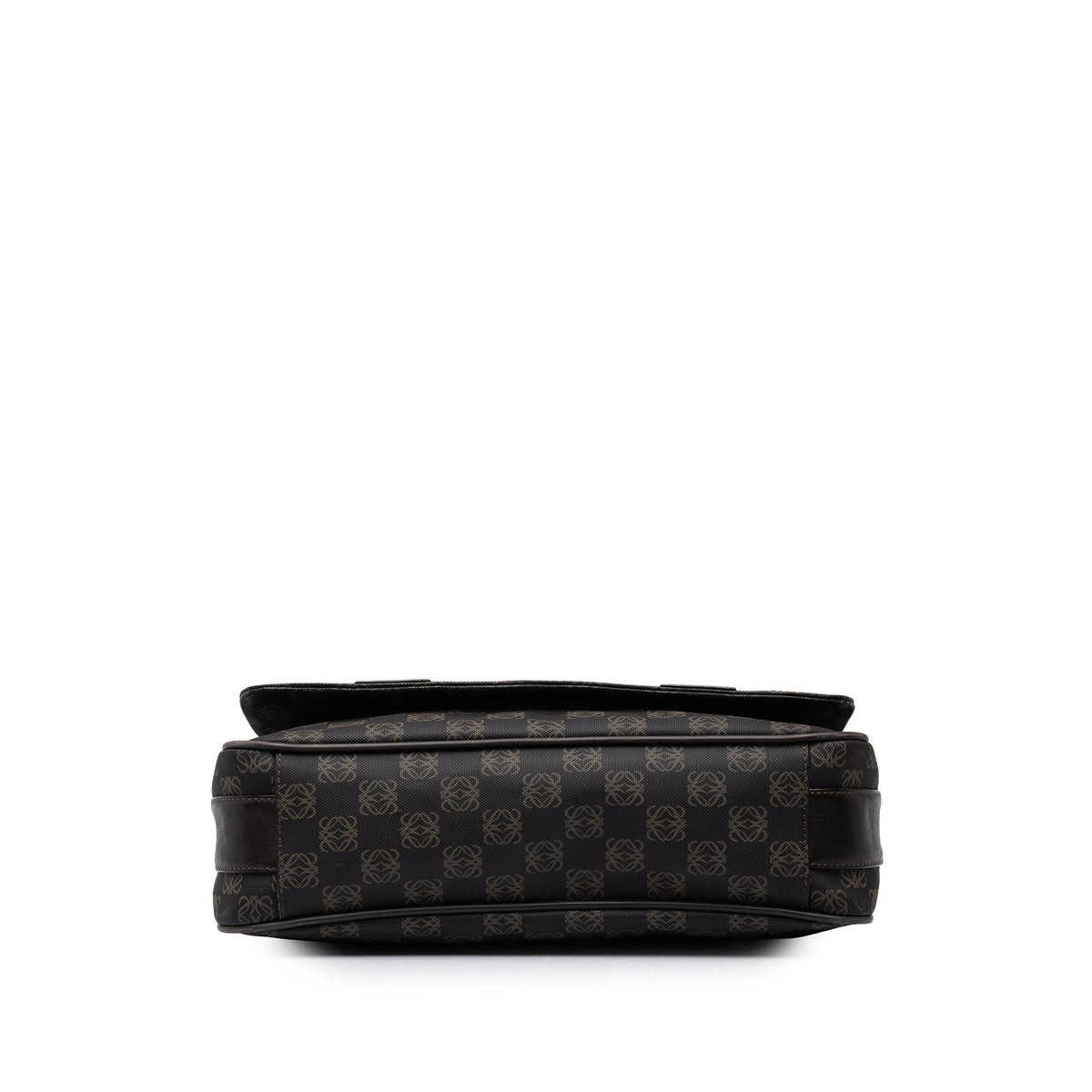 LOEWE Anagram Coated Canvas Flap Messenger Bag — Brown