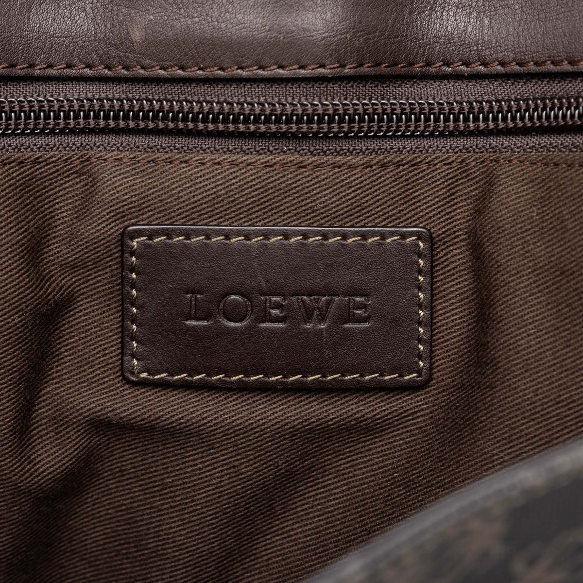 LOEWE Anagram Coated Canvas Flap Messenger Bag — Brown