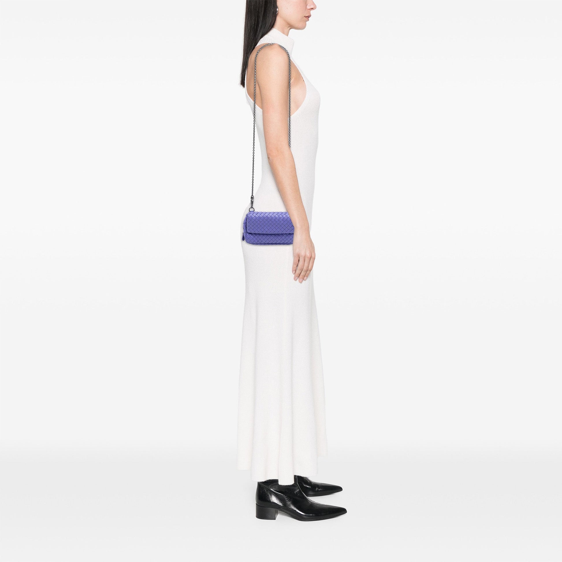 Bottega Veneta Mini Nappa Intrecciato Expandable Chain Flap Crossbody