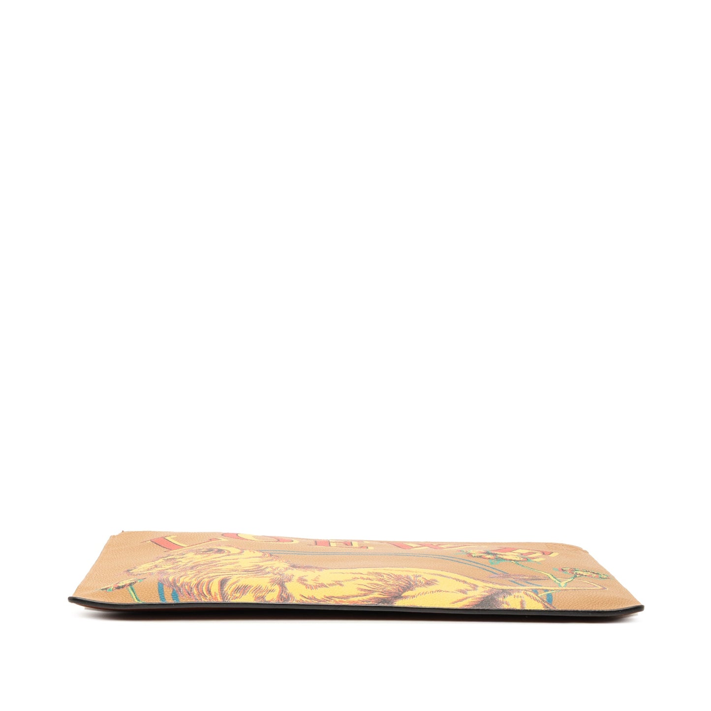 LOEWE Paulas Ibiza Leather Lion and Floral Print Clutch