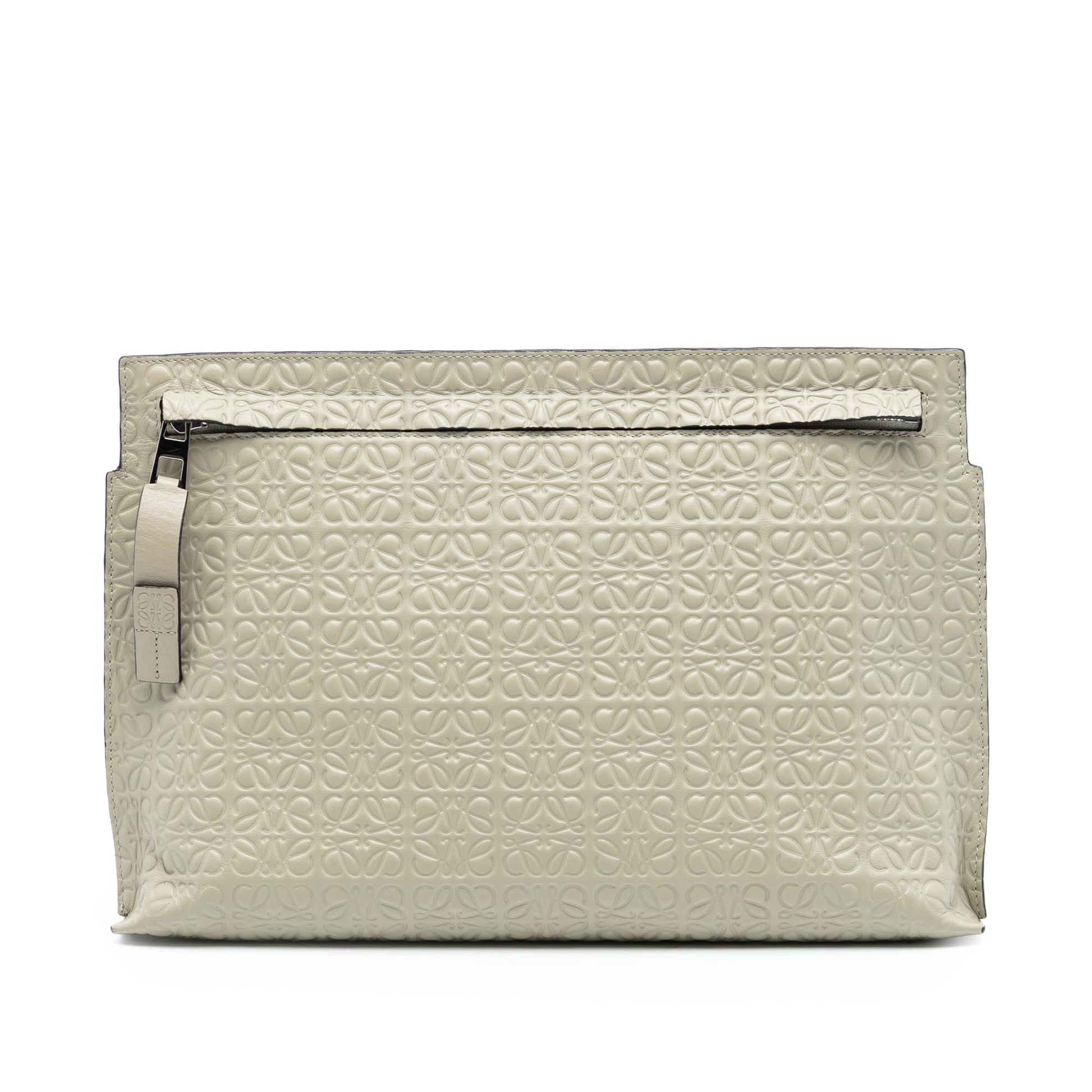 LOEWE Embossed Leather Anagram Repeat T Clutch