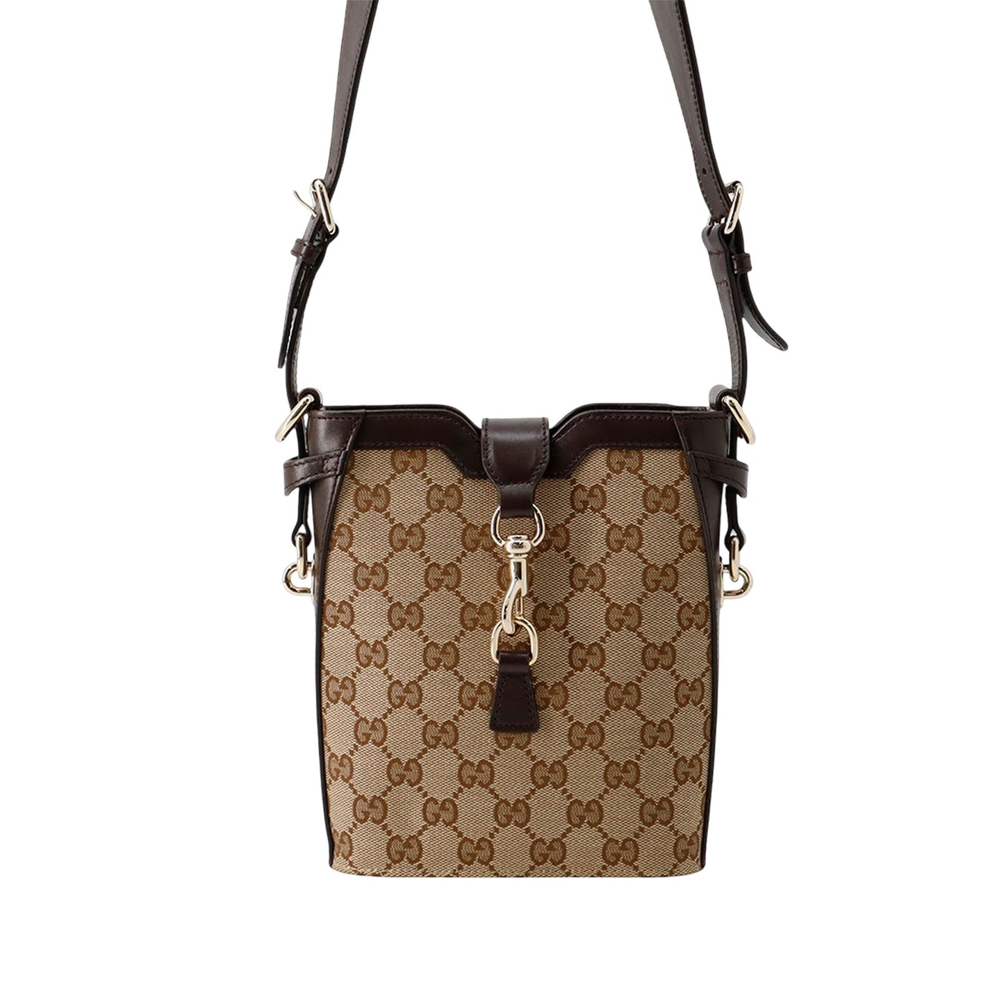 Gucci Mini GG Canvas Web Bucket Bag
