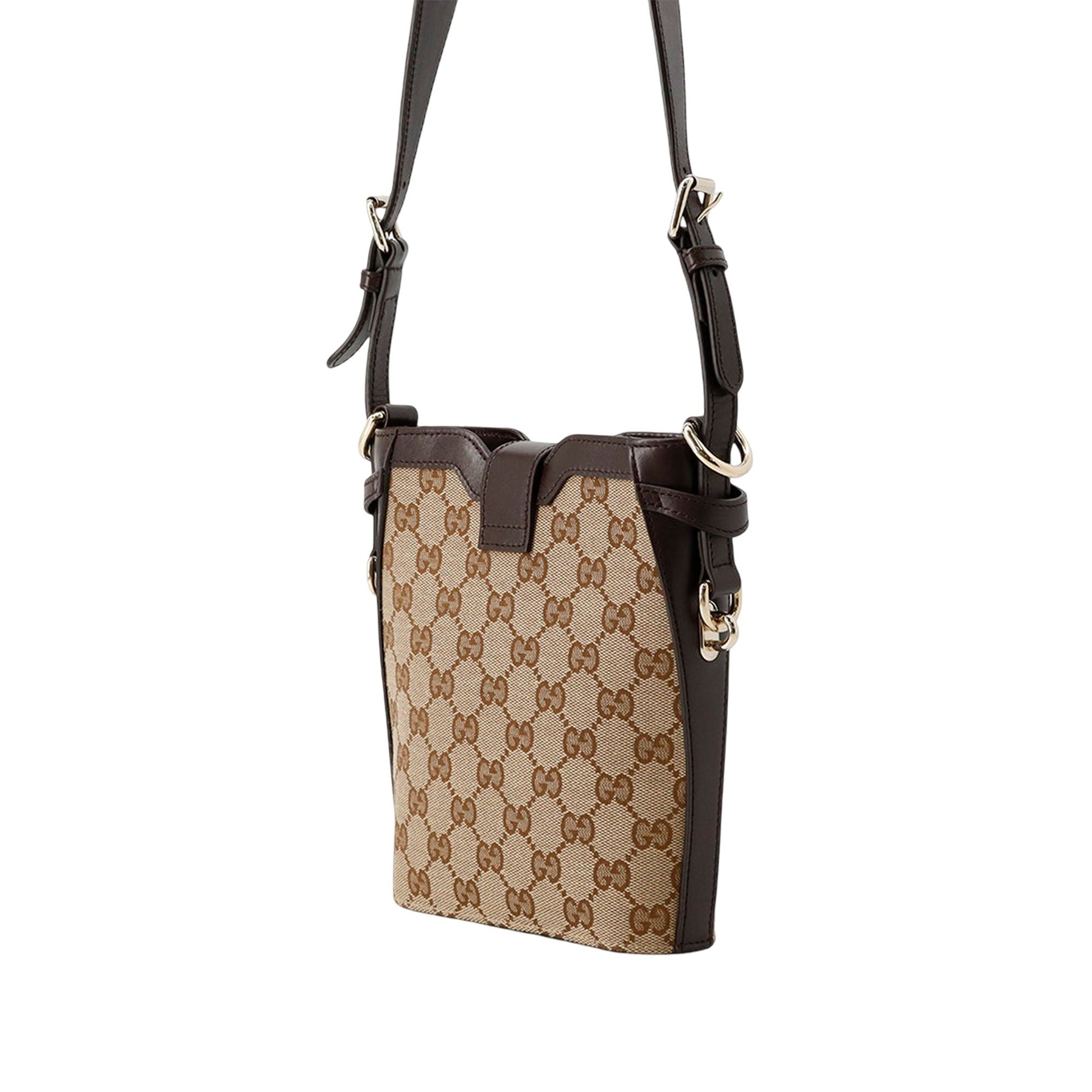 Gucci Mini GG Canvas Web Bucket Bag
