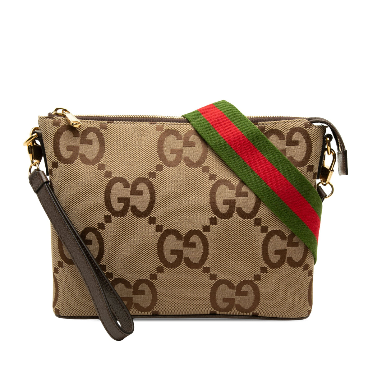 Gucci Jumbo GG Canvas Web Crossbody — Beige