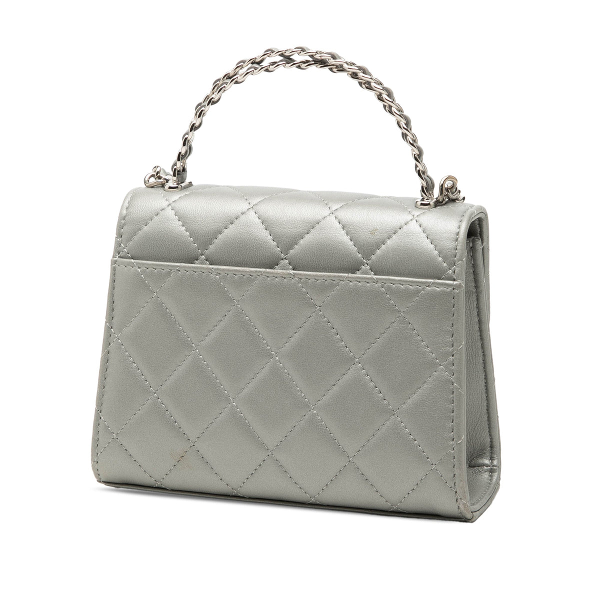 Chanel Mini CC Metallic Lambskin Top Handle Clutch With Chain
