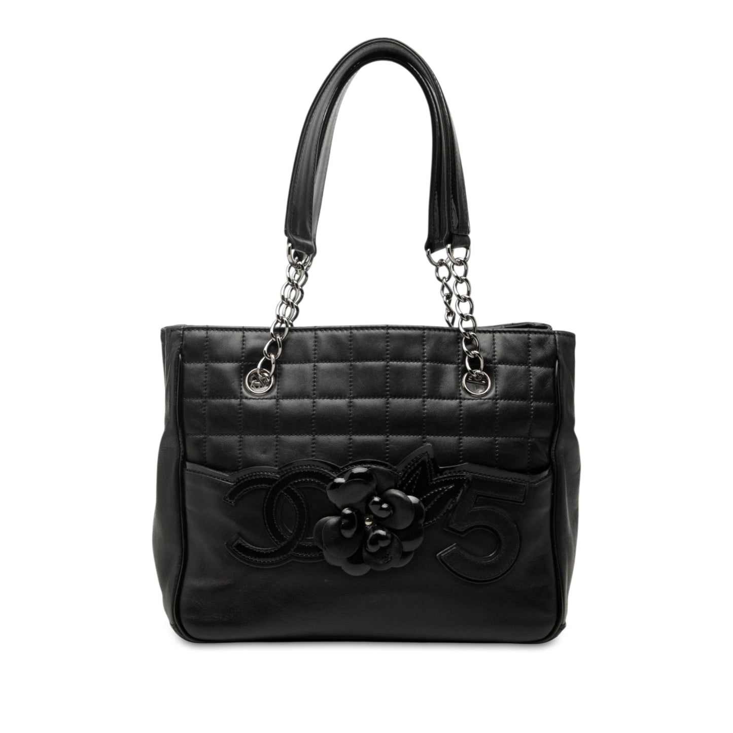 Chanel CC Choco Bar Lambskin Camellia No 5 Tote